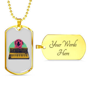Musician Necklace Synth Dog Personalized Engraved Gold Dog Tag Necklace Custom